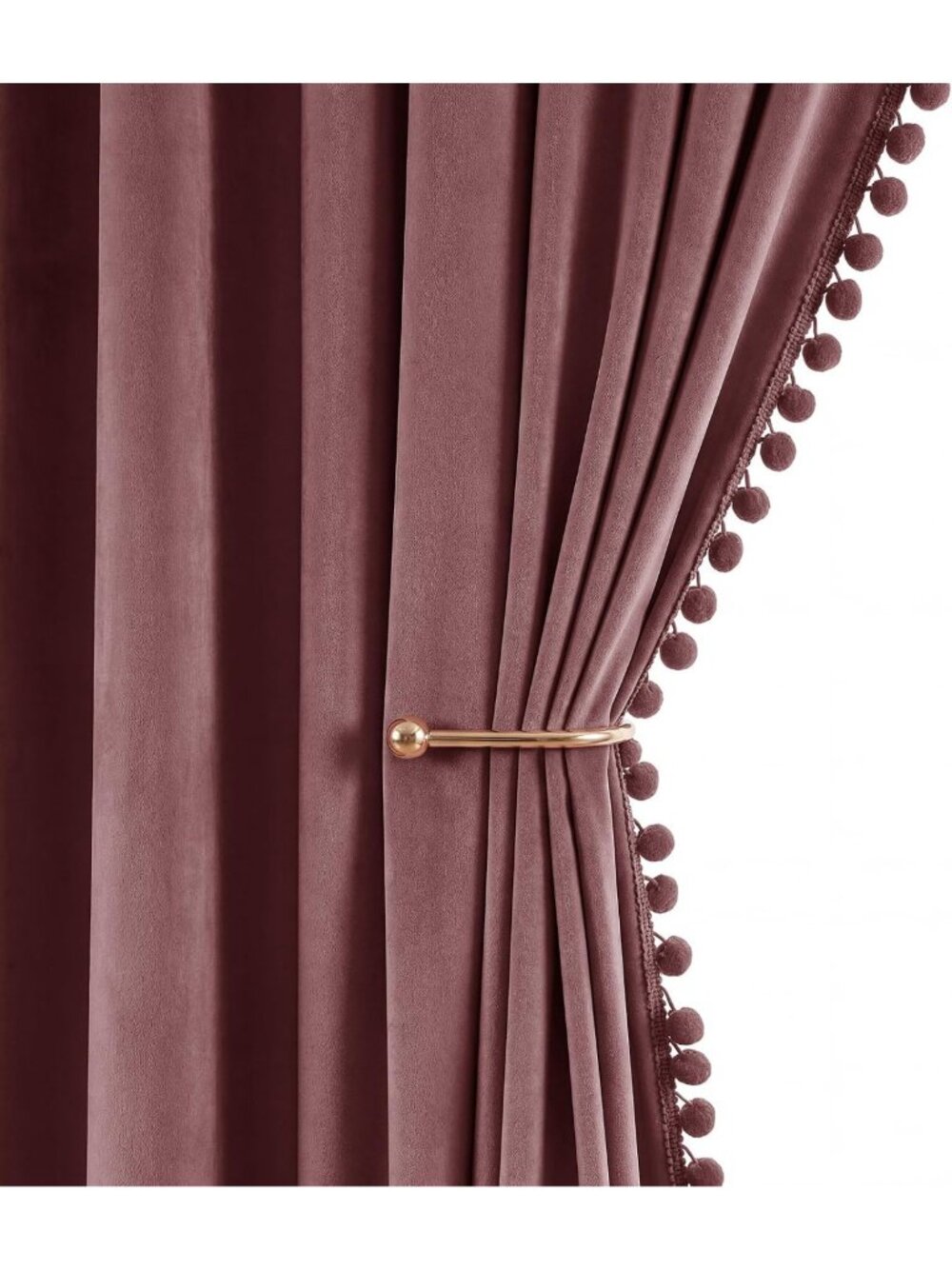 Mauve Velvet Curtains with Pompom Trim | Stylish Girls Bedroom & Nursery Decor